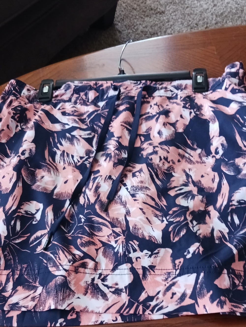 Navy & Blush Floral Drawstring Skort